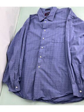 MacCluer Dress Shirt Men 18 36 2XL Made In USA Blue Button Up Long Sleeve Pocket